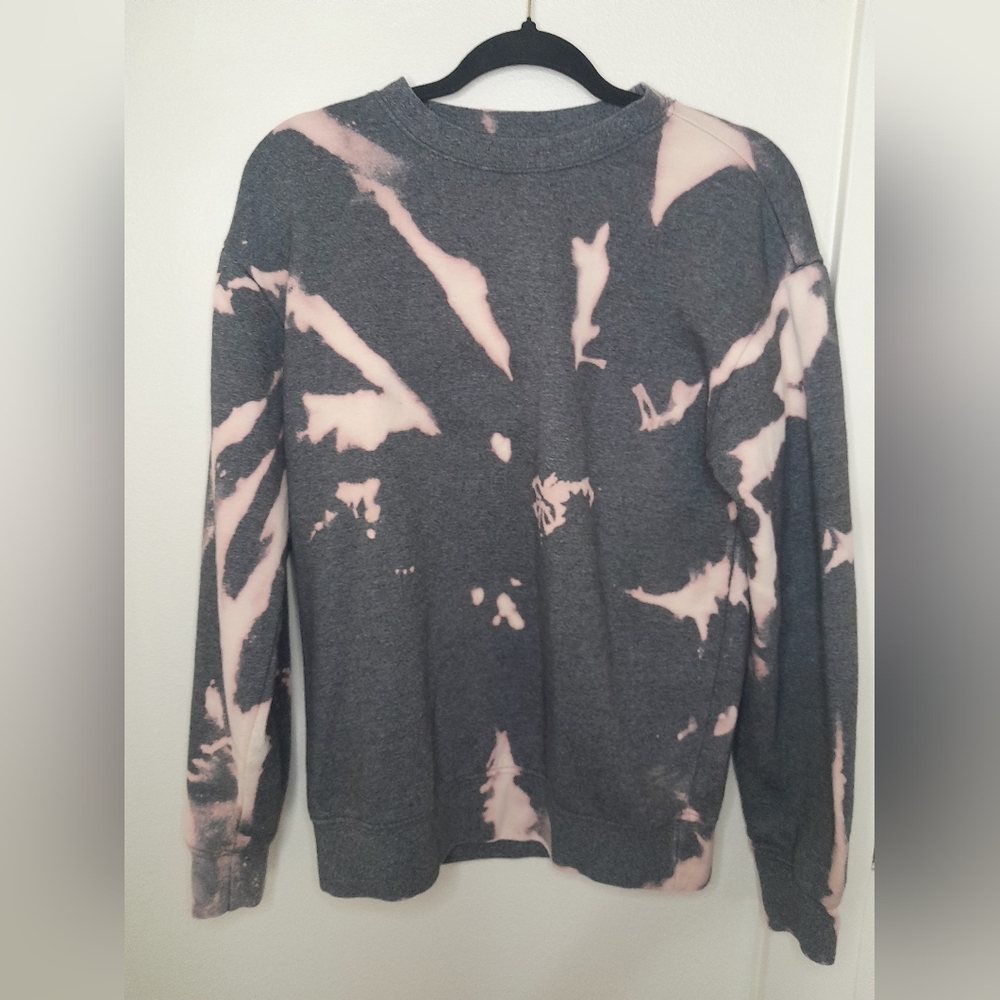 Zine Tie Dye Crewneck Sweatshirt Gray & Pink Unisex Size S